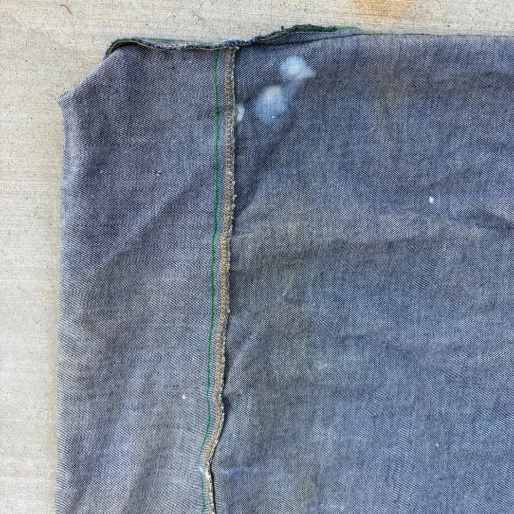 Vintage Denim Laundry Bag Indigo Blue Drawstring Duffle Utility Bag Distressed